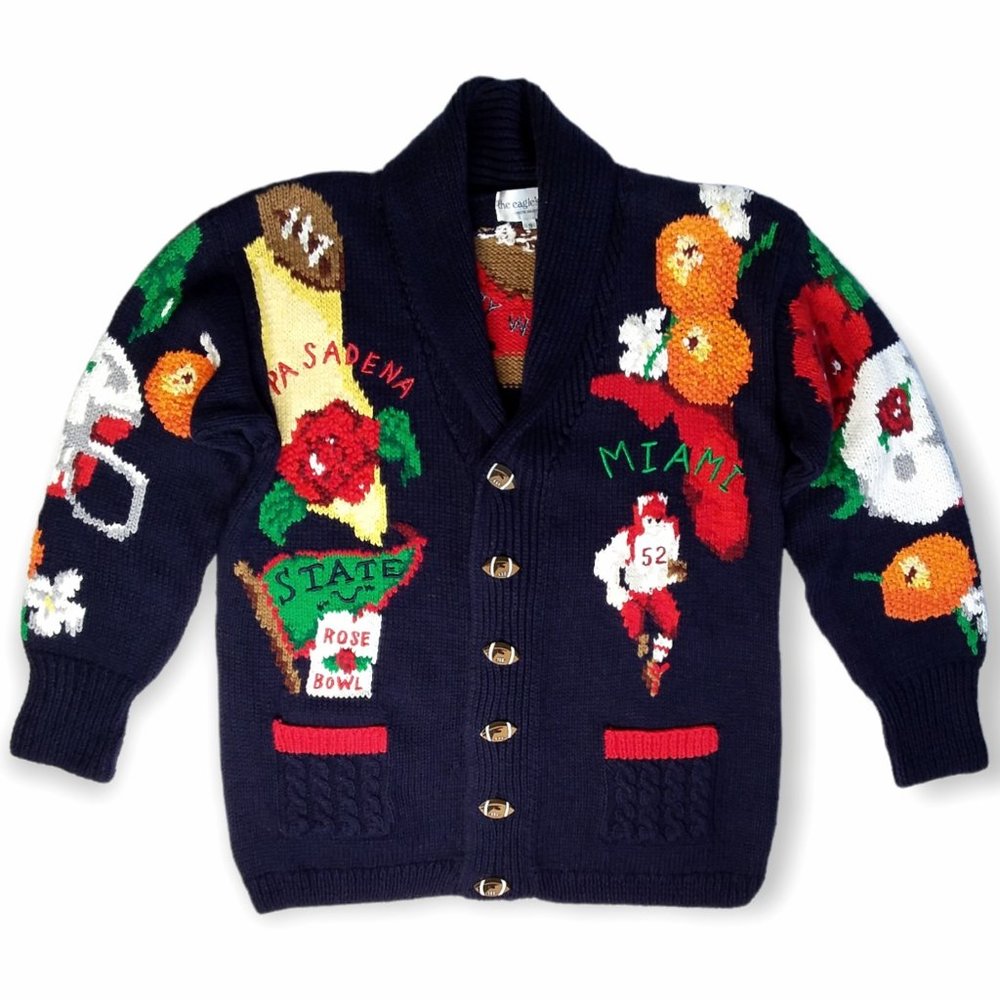 Vtg 1993 The Eagles Eye Cardigan Sweater Size Small College Football Rose Bowl